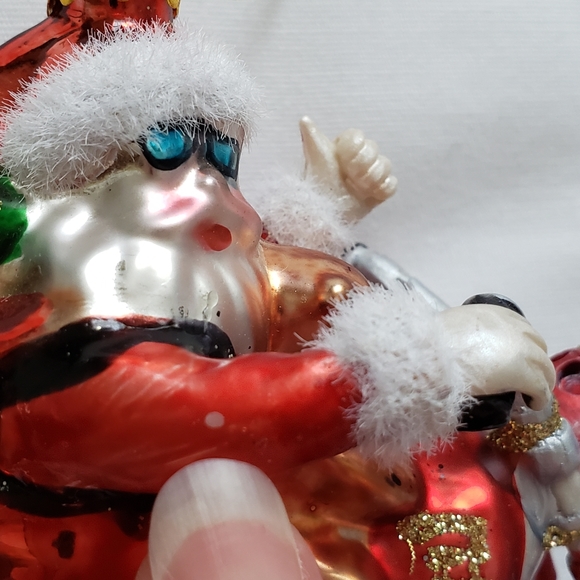 Motorcycle Santa Glass Christmas Ornament Set - Picture 9 of 9